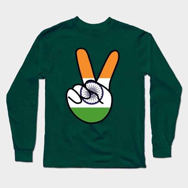 India Flag V Sign Long Sleeve T-Shirt by DiegoCarvalho